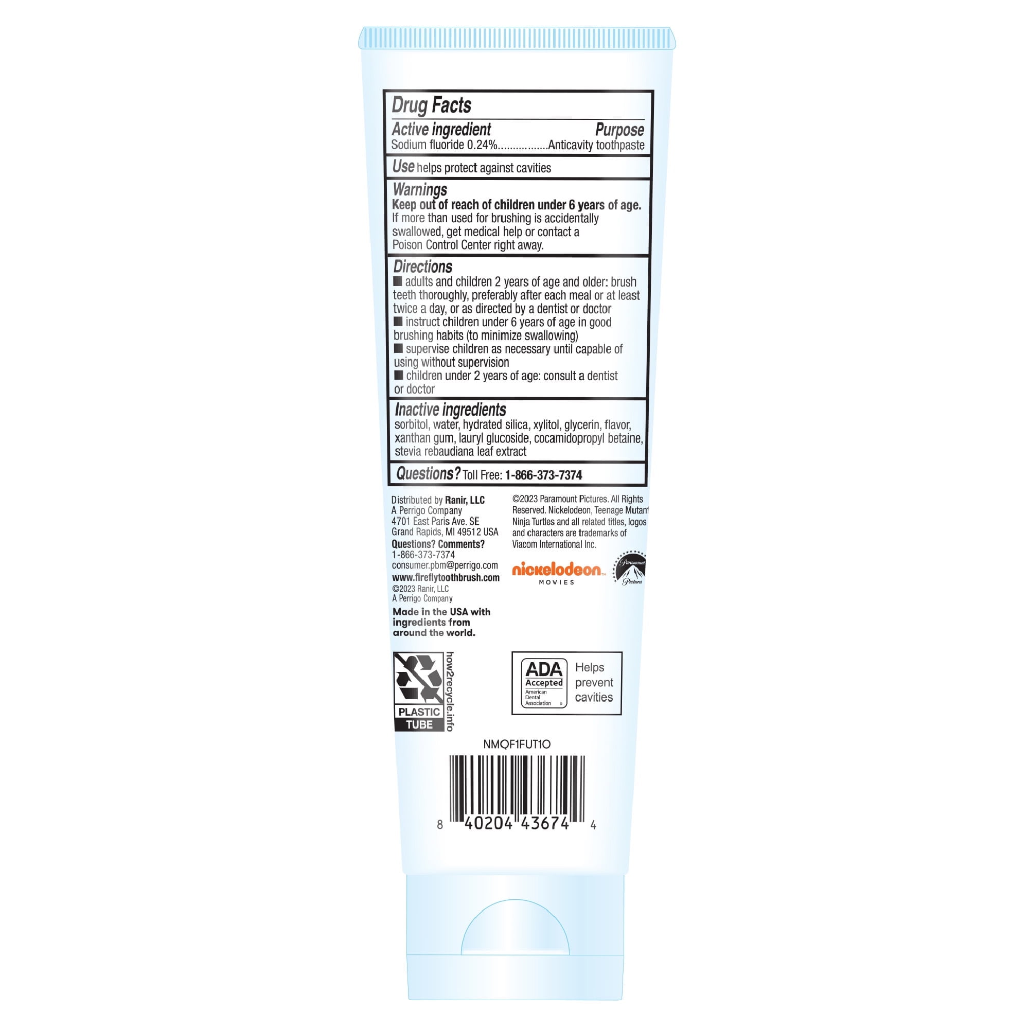Firefly Kids Anticavity Natural Fluoride Toothpaste, TMNT, Bubble Gum Flavor, ADA Accepted