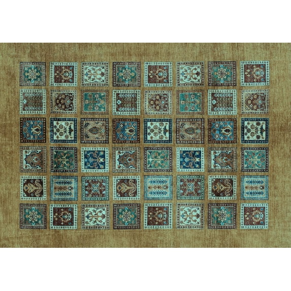 Ahgly Company Indoor Rectangle Abstract Light Blue Modern Area Rugs, 8' x 12'