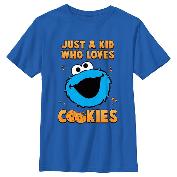 Boy's Sesame Street Just a Kid Who Loves Cookies Graphic T-Shirt