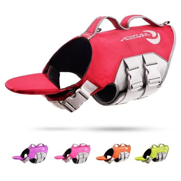ThinkPet Dog Life Jacket Reflective Lifesaver Floating Vest Adjustable Red