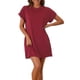 thumbnail image 1 of Vestido de noche para mujer INSPIRE CHIC, vestido de dormir de manga corta, cuello redondo, suave, con bolsillos, XL, rojo, 1 of 1