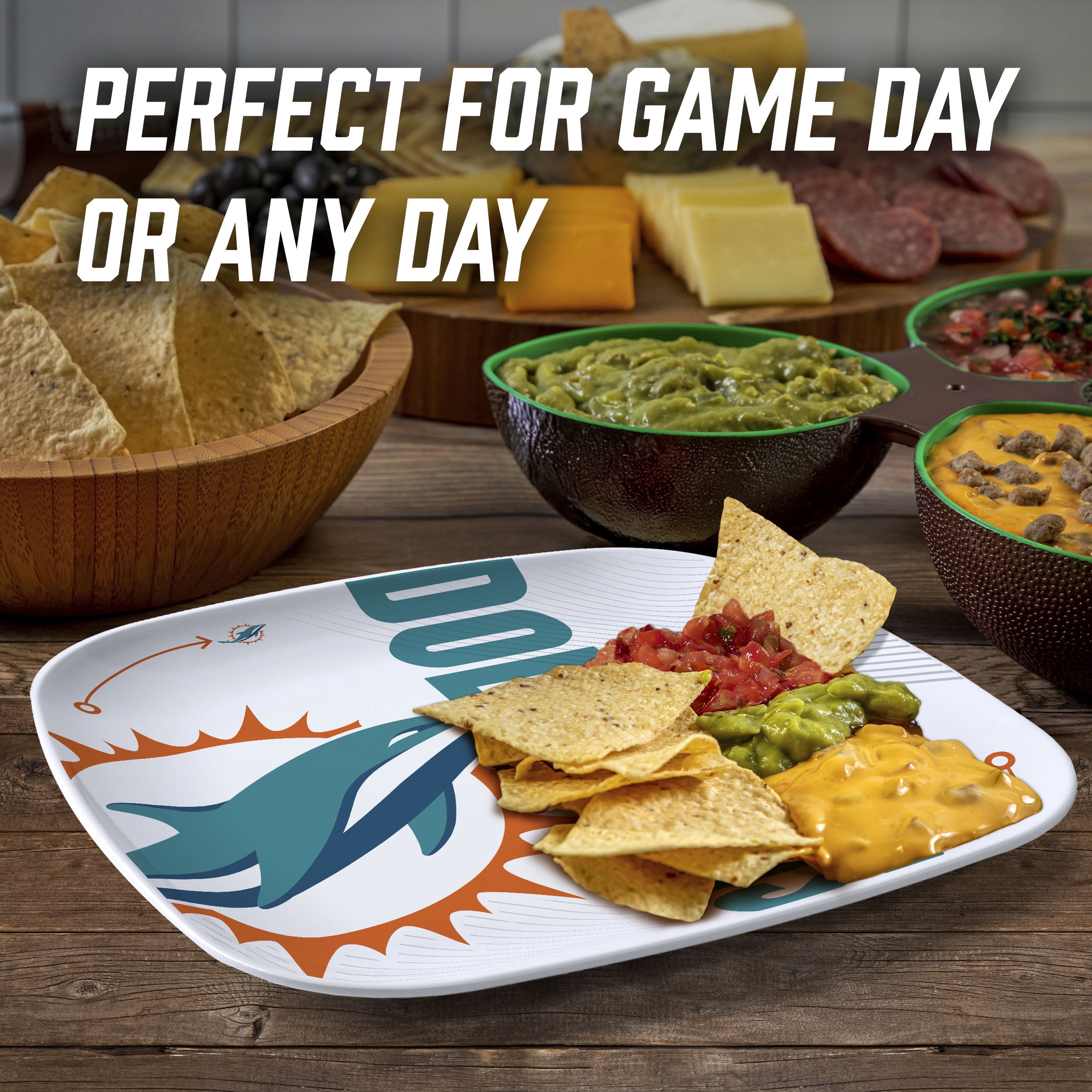 YouTheFan NFL Miami Dolphins Large Party Plate