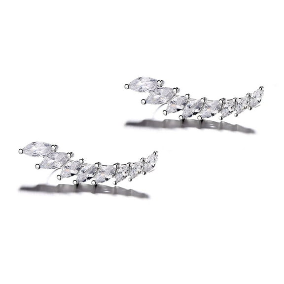 14K White Gold Plated Marque Cut Crystal Climber Crawler
