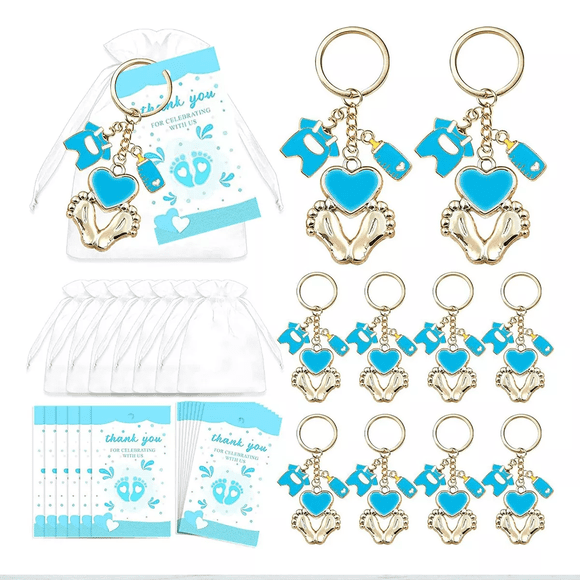 20llavero Con Acero Inoxidable Huellas De Baby Shower AZUL