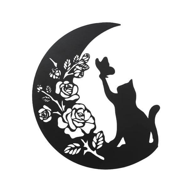 Decoración de pared de gato de Metal minimalista, letrero colgante de pared, decoración de gato de silueta para , comedor, Patio, jardín, Sunnimix Mural