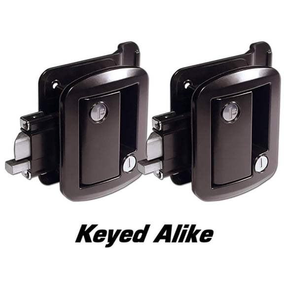 2 Global Link Classic Pro Travel Trailer Entrance Locks, Keyed Alike, Black Powder Coat