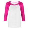 thumbnail image 6 of Tittly T Shirts for Women Tshirts Shirts Women Long Sleeve Round Neck Top Solid Color Color Matching Fashion Sleeves Casual T Shirt Summer Tops Basic Tees Hot Pink L, 6 of 7