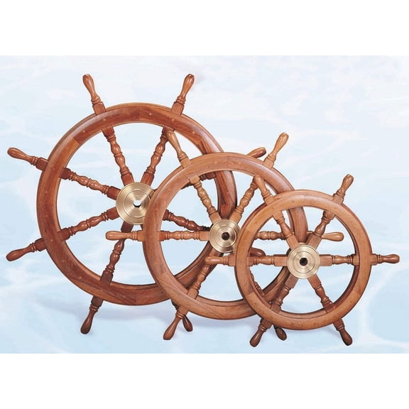 Nagina International 18" Deluxe Wooden Ships Wheel- Decorative Nautical Decor