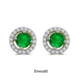 thumbnail image 2 of Emerald and White Sapphire Birthstone Earring in Sterling Silver, 2 of 2
