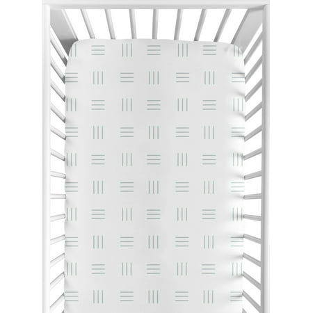 UPC: 0846480089698 | Boho Hatch White and Blue Fitted Crib Sheet by Sweet Jojo Designs