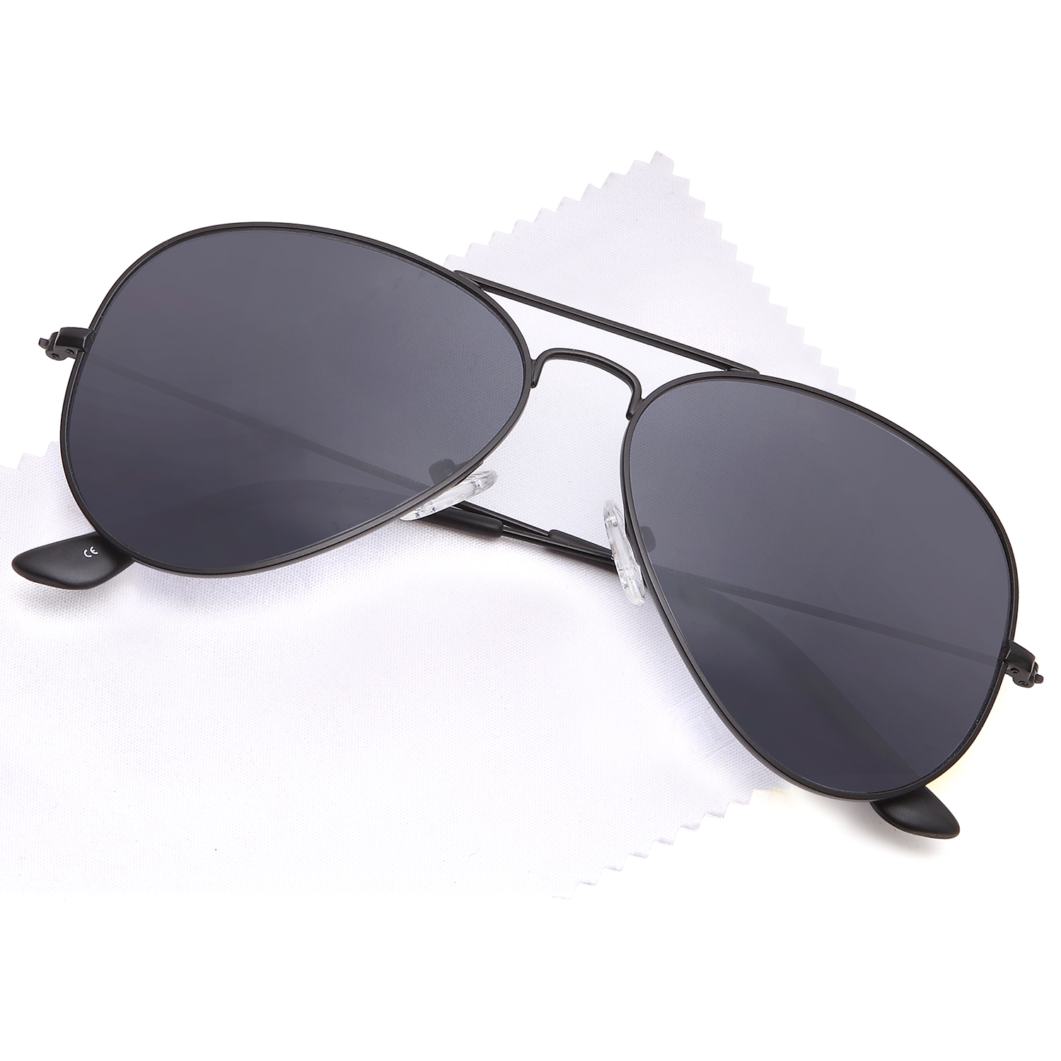 JETPAL Premium Classic Aviator Sunglasses w Flash Mirror and Polarized Lens Options UV400 (Non Polarized Grey Lens Black Frame) - image 1 of 2