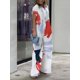 thumbnail image 2 of Lemongor 2024 Nuevos monos de verano de manga corta con solapa y pierna ancha para mujer, moda con bolsillos estampados, trajes casuales sueltos de una pieza, 2 of 5