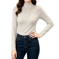 thumbnail image 3 of Breezora Womens Long Sleeve Thermal Tops Stand Neck Warm Fleece Turtleneck Undershirt For Autumn Winter Elegant, 3 of 6