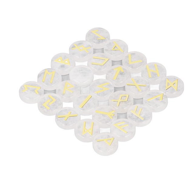 24 Pieces Engraved Golden Rune Stone Set, Rune Stone Set, Crafted for Meditation, Yoga Practice, Symbolizes Wealth and Luck