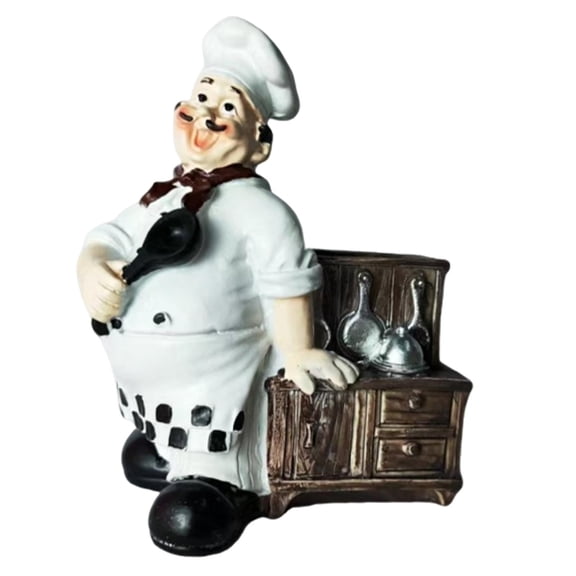Resin Chef Figure Home Decor Statue Artistic Sculpture for Kitchen Counter Restaurant Shelf
