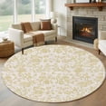 thumbnail image 2 of Farmhouse Yellow Large Area Rugs for Bedroom Living Room, Soft Non Slip Carpet Bedside Rug, Vintage Flower Leaf Botanical Plant Round Floor Cover Kitchen Accent Rug 7' for Dining Room/Office, 2 of 9