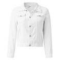 thumbnail image 7 of Pxiakgy winter coats for women Women's Basic Solid Color Button Down Denim Cotton Jacket With Pockets Denim Jacket Coat womens winter coats White + L, 7 of 7