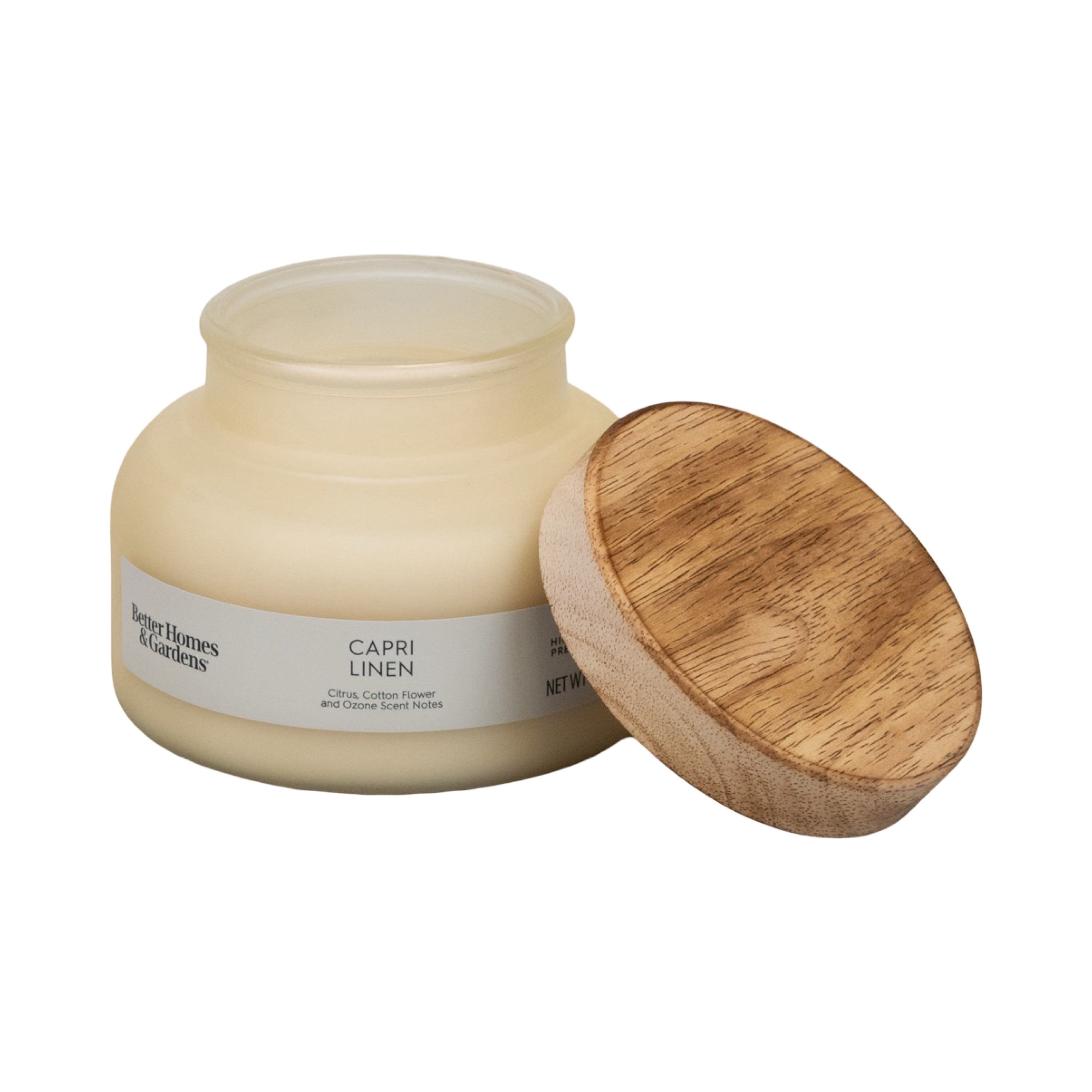 Better Homes & Gardens Capri Linen Scented 2-Wick Frosted Jar Candle 18oz.