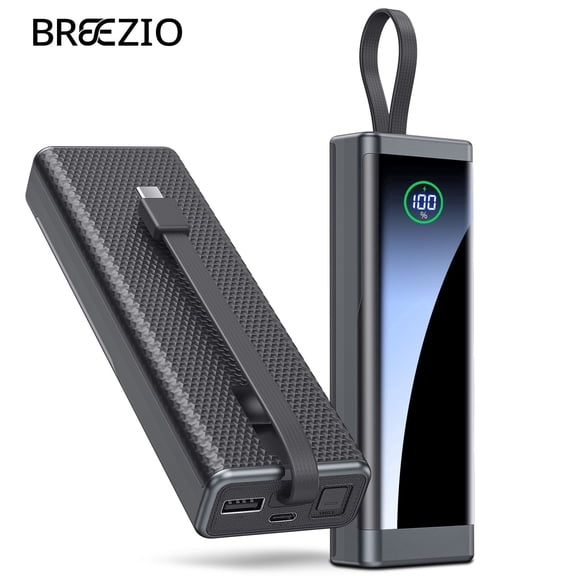 Portable Charger 40000mAh, 22.5W Fast Charging Battery Pack USB-C In&Out with Built in Cables, LED Display Power Bank Compatible for iPhone 17/16/15, Samsung, iPad