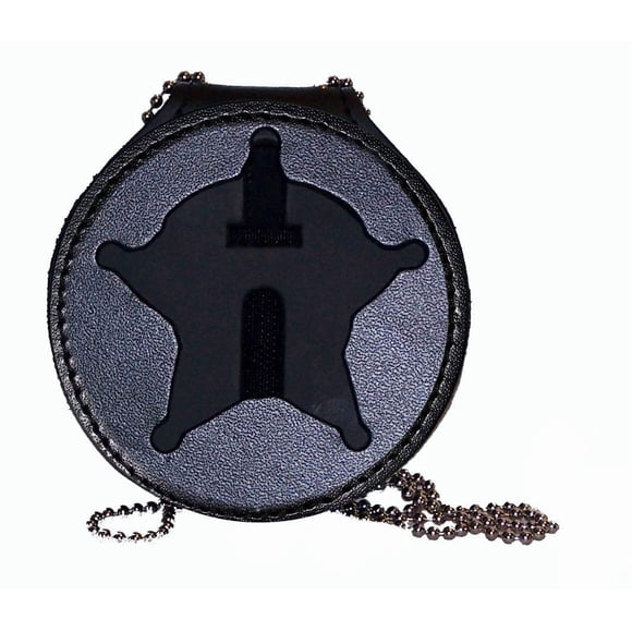 Perfect Fit Shield Wallets Milwaukee County Sheriff Belt Clip Badge Holder with Pocket and Chain (Cutout PF768, 2.65 inches tall), Black, One Size