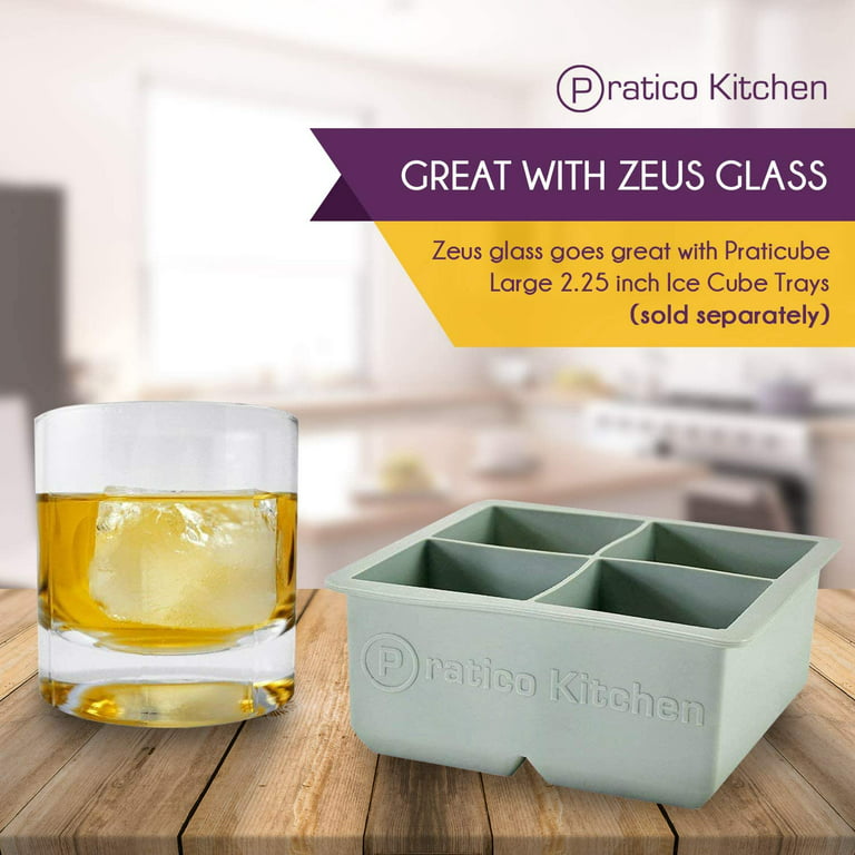Pratico Kitchen Ice Cube Tray, Makes 4 Large 2.25 inch Ice Cubes, 2 Pack  with Lids 