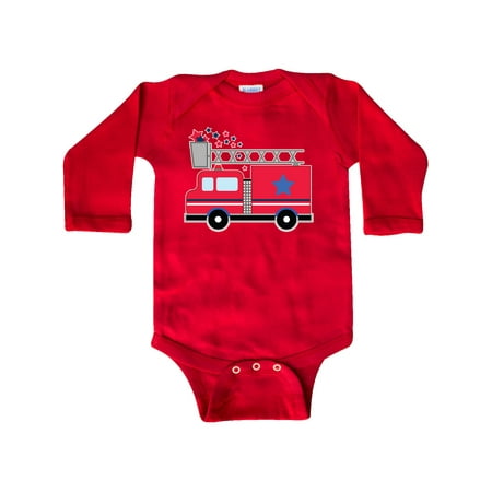 

Inktastic 4th of July Firetruck with Red and Blue Stars Gift Baby Boy or Baby Girl Long Sleeve Bodysuit