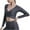 Dark Gray, variant on IROINNID Shirt Women Long Sleeve Gym Clothes for Women Ladies Solid Sports Chest Deep V Cross Vest No Chest Pad Tops,Black
