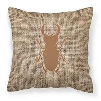 Carolines Treasures BB1063-BL-BN-PW1818 Beetle Burlap and Brown   Canvas Fabric Decorative Pillow BB1063 18H x18W