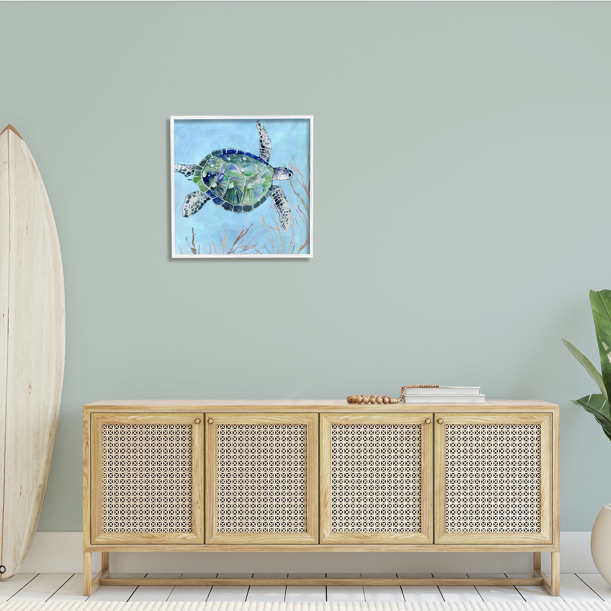 Stupell Industries Speckled Sea Tortoise Deep Sea Aquatic Animal, 24 x 24, Design by Carol Robinson