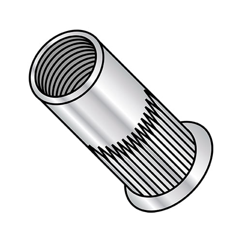 10-32-.130 Small Head Ribbed Threaded Insert Rivet Nut Aluminum Cleaned and Polished (Pack Qty 1,000) BC-LA-11130S