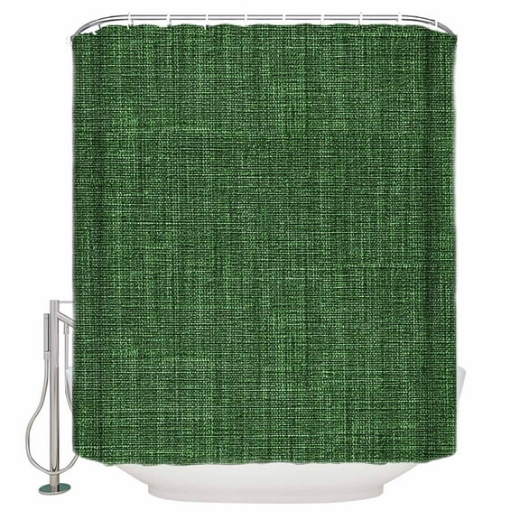 Vintage Dark Shower Curtain Set ,Waterproof Fabric Shower Curtains Green Linen Texture Farmhouse Shower Curtains for Bathroom,Bathroom Decor 36"x72"