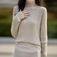 thumbnail image 4 of Juslio Women Sweaters Pullovers Turtlenecks Solid High Neck Knit Fashion Beige, 4 of 6
