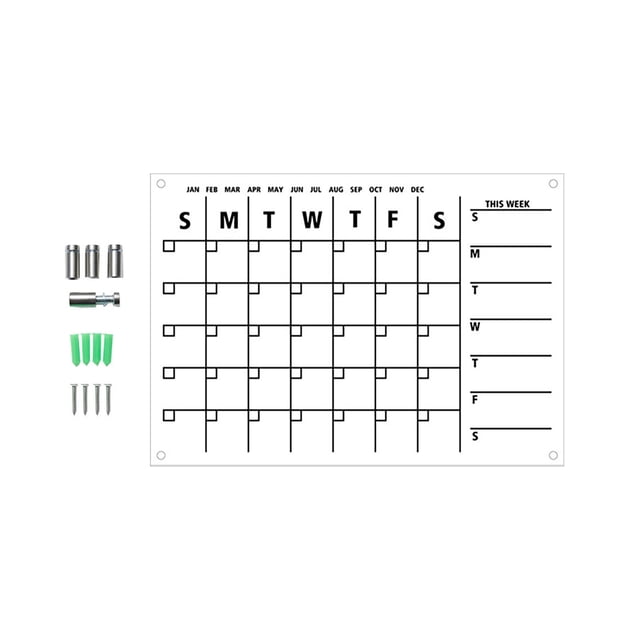 Wall Acrylic Weekly Planner Board Clear Dry Erases Calendar Planner Reusable Weekly Daily To Do List Board Rhinestones for Crafts