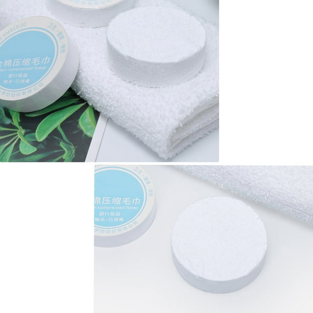 WEUVEB 5Pcs Compressed Towels Disposable White Portable Cotton Wipes for Traveling and Outdoor Use