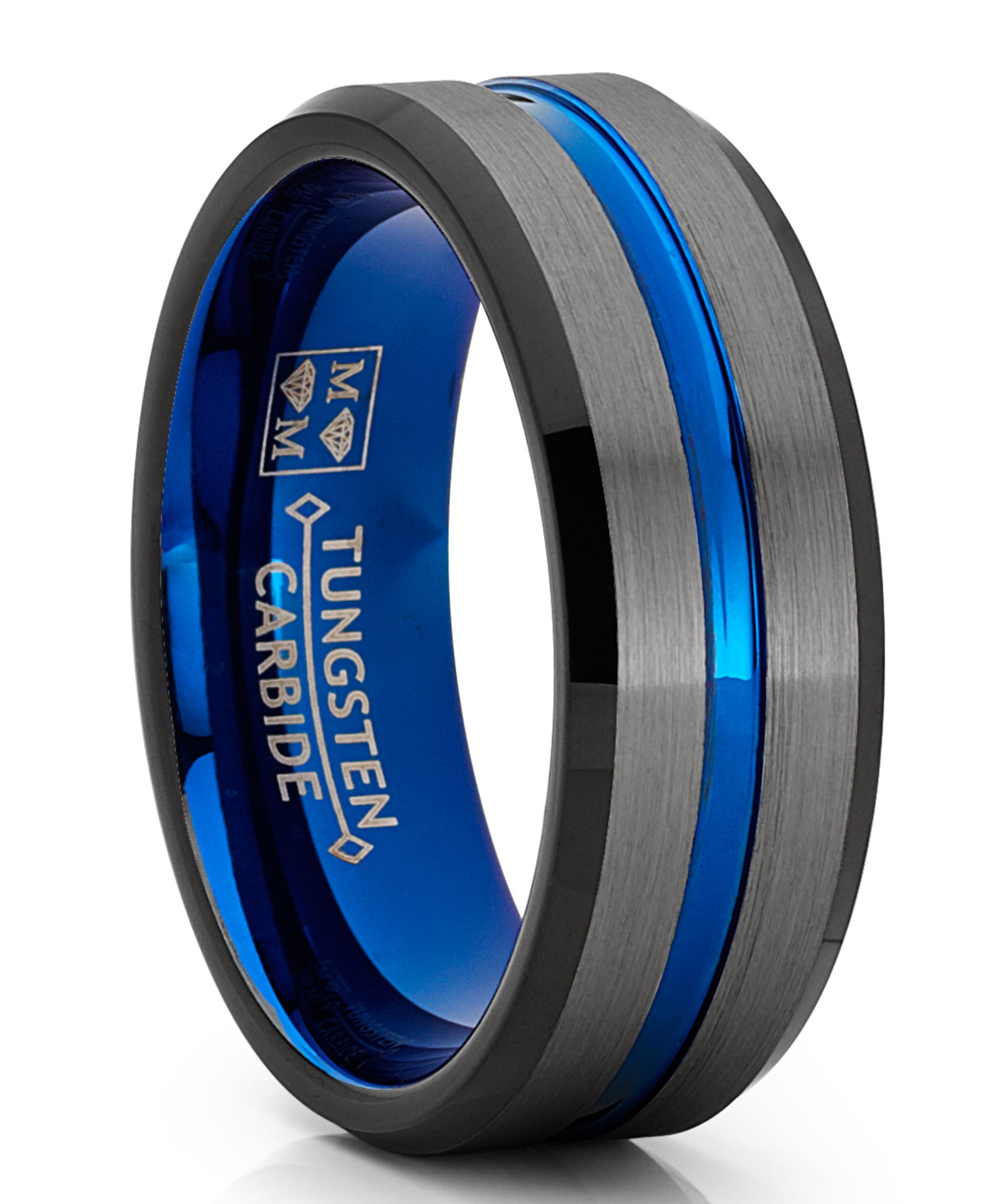 RingWright Co. Tungsten Wedding Band Grooved Ring 8mm
