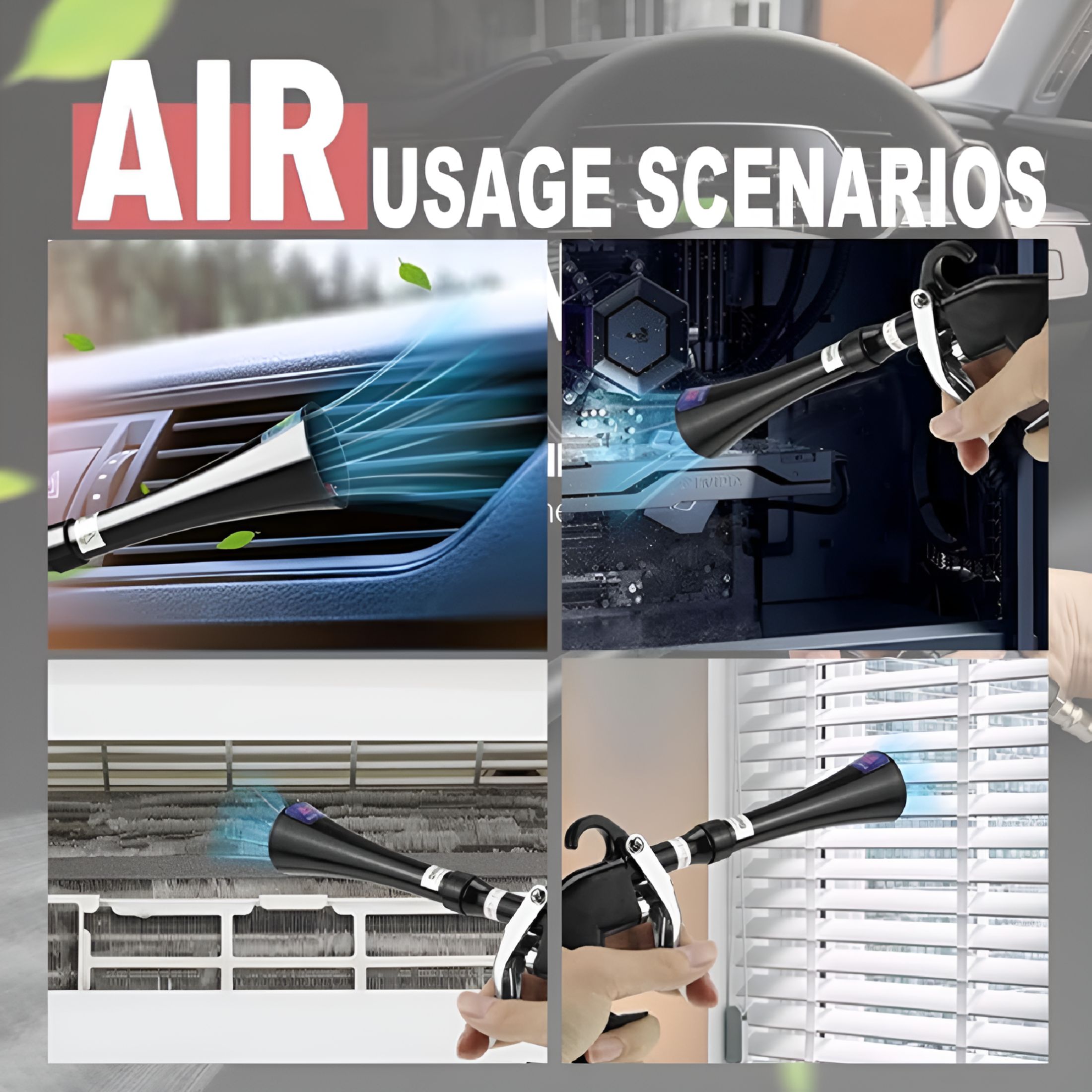 ZEPARO Tornado Dry Cleaning Gun, Car Cleaning Gun Detailing Interior Dryer Air High Pressure Blow Gun Car Detailing Kit Interior Cleaner for Quickly Blowing Out Dust with Air