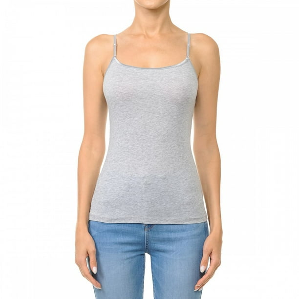 Ambiance Apparel - WOMEN’S BASIC SOLID CAMISOLE ADJUSTABLE SPAGHETTI STRAP TANK TOP - Walmart