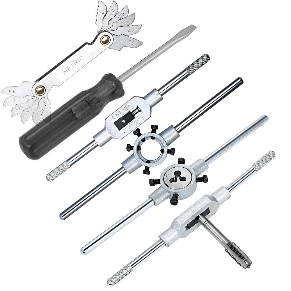 Threading 32 PCS HSS Tap And Die Set Metric Wrench Cut M3- Hand Threading Tool Tungsten Carbide Tap Die Screw Thread Making Tool Bit Set Engineer Kit With Metal Case