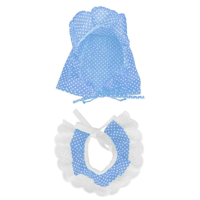 Pet Adorable Lace Bib Scarf Breathable Dot Hat Little Pig Pet Decoration AccessoriesBlue Dot M