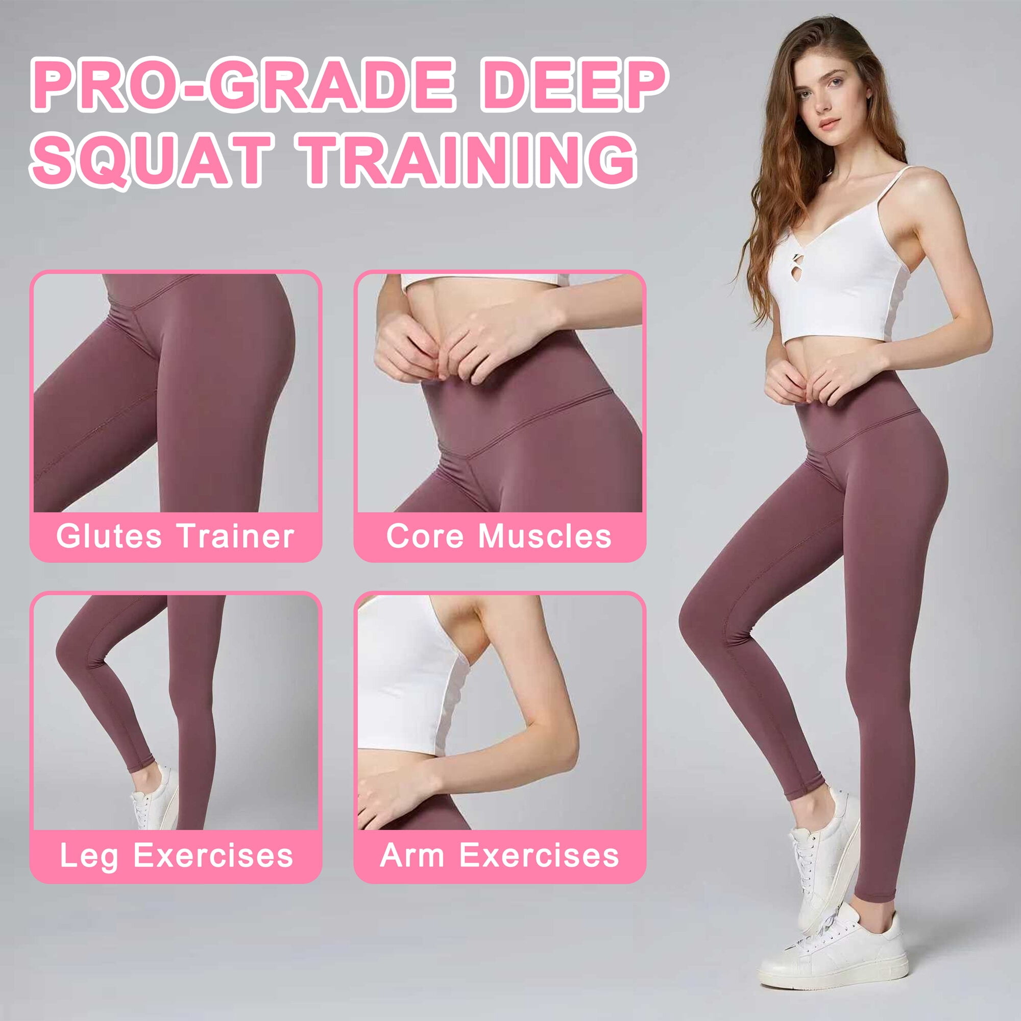 Exercise Equipment Deep Squat Machine for Home-Glutes Trainer Machine with Resistance Bands Squat Assist Trainer for Core & Legs Workout Ideal for Home Gym, Apartment & Office,Workout Equipment