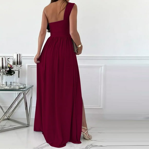 Wedding Guest Dresses for Women One Shoulder Sleeveless Elegant