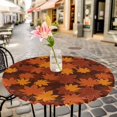 thumbnail image 6 of Orange Fall Round Tablecloth for 36-44 Inch Tables,Fitted Table Cover with Elastic Edge,Autumn Maple Leaf Botanical Thanksgiving Waterproof Outdoor Table Cloth Protector for Patio Garden Dinner, 6 of 9