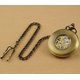 thumbnail image 2 of Reloj de bolsillo mecánico de cuerda manual para hombre, diseño hueco de grano de madera Steampunk Vintage con cadena y caja, 1 ud., 2 of 5