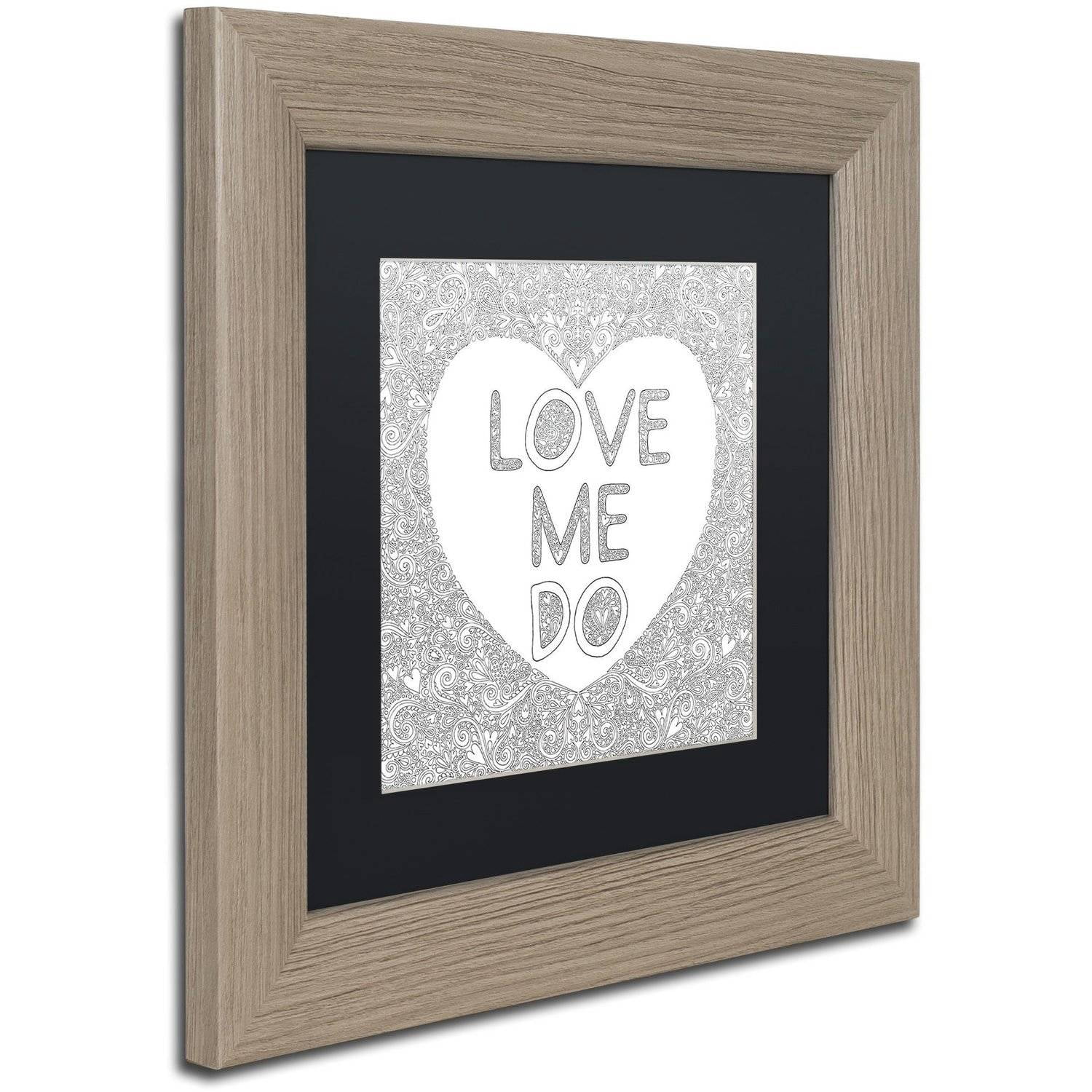 Trademark Fine Art "Love Me Do" Canvas Art by Hello Angel, Black Matte, Birch Frame