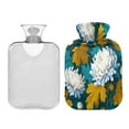 thumbnail image 2 of 2L Hot Water Bottle with Soft Velvet Cover PVC Hot Water Bag for Pain Relief Long-Lasting Warmth White Chrysanthemums, 2 of 8