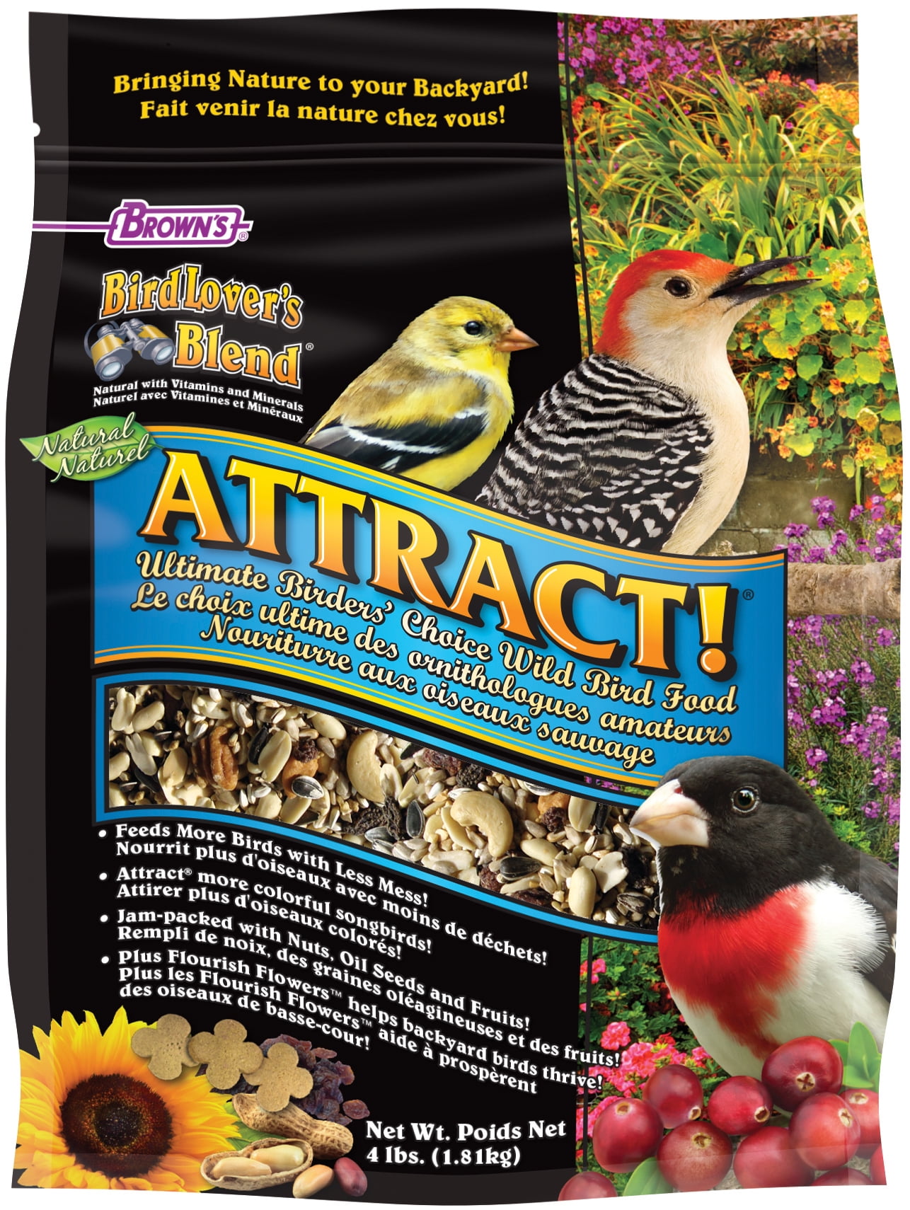 Bird Lover's Blend Attract! Ultimate Birders' Choice Wild Bird Food, 4