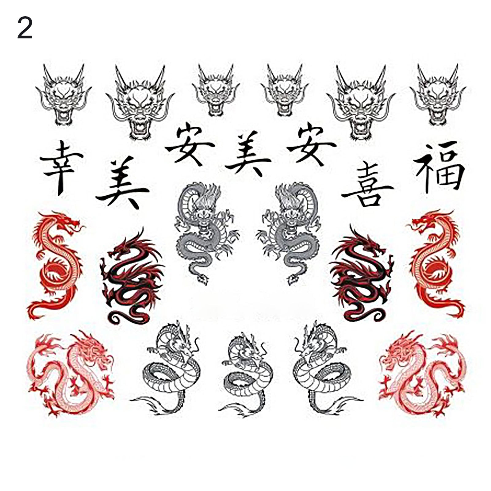 GIFZES 10Pcs Chinese Dragon Pattern Characters Nail Art Sticker Decal  Manicure Decor - Walmart.com
