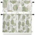 thumbnail image 1 of Sage Green Kitchen Curtains and Valance Set, Modern Geometric Cafe Curtains Rod Pocket Windows Curtains for Living Room Bedroom Abstract Gold Lines Nordic Art Valance and Tier Curtains 24 Inch Length, 1 of 5
