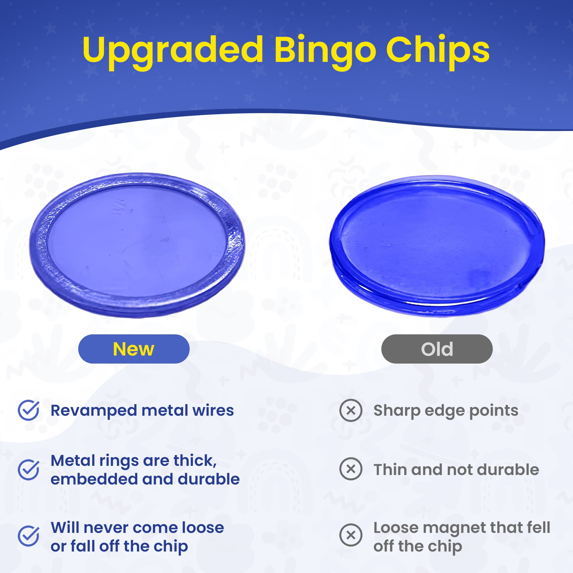 MR CHIPS 7 Magnetic Wands, 7 Bags of 100 Magnetic Bingo Chips, 7 Colors, Ages 6+