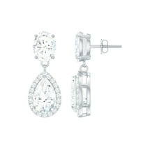 Rosec Jewels Classic Dangle Earrings with Certified Moissanite for Women (D-VS1 Grade), 925 Sterling Silver